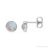 Sapphire Row Natural Cabochon Gemstone Bezel Stud Earrings - White Opal, 14K White Gold, 5 mm