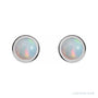 Sapphire Row Natural Cabochon Gemstone Bezel Stud Earrings - White Opal, 14K White Gold, 5 mm (view 2)