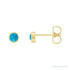 Sapphire Row Natural Cabochon Gemstone Bezel Stud Earrings - Turquoise, 14K Yellow Gold
