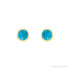 Sapphire Row Natural Cabochon Gemstone Bezel Stud Earrings - Turquoise, 14K Yellow Gold (view 2)