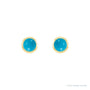 Sapphire Row Natural Cabochon Gemstone Bezel Stud Earrings - Turquoise, 14K Yellow Gold (view 2)