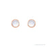 Sapphire Row Natural Cabochon Gemstone Bezel Stud Earrings - Rainbow Moonstone, 14K Rose Gold (view 2)