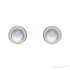 Sapphire Row Natural Cabochon Gemstone Bezel Stud Earrings - Rainbow Moonstone, Platinum, 4 mm (view 2)
