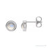 Sapphire Row Natural Cabochon Gemstone Bezel Stud Earrings - Rainbow Moonstone, Platinum, 5 mm