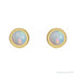 Sapphire Row Natural Cabochon Gemstone Bezel Stud Earrings - White Opal, 14K Yellow Gold, 4 mm (view 2)