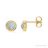 Sapphire Row Natural Cabochon Gemstone Bezel Stud Earrings - White Opal, 14K Yellow Gold, 5 mm