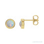 Sapphire Row Natural Cabochon Gemstone Bezel Stud Earrings - White Opal, 14K Yellow Gold, 5 mm