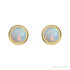 Sapphire Row Natural Cabochon Gemstone Bezel Stud Earrings - White Opal, 14K Yellow Gold, 5 mm (view 2)