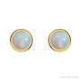 Sapphire Row Natural Cabochon Gemstone Bezel Stud Earrings - White Opal, 14K Yellow Gold, 5 mm (view 2)