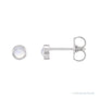Sapphire Row Natural Cabochon Gemstone Bezel Stud Earrings - Rainbow Moonstone, 14K White Gold