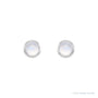 Sapphire Row Natural Cabochon Gemstone Bezel Stud Earrings - Rainbow Moonstone, 14K White Gold (view 2)