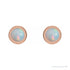 Sapphire Row Natural Cabochon Gemstone Bezel Stud Earrings - White Opal, 14K Rose Gold, 4 mm (view 2)