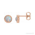 Sapphire Row Natural Cabochon Gemstone Bezel Stud Earrings - White Opal, 14K Rose Gold, 5 mm