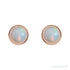 Sapphire Row Natural Cabochon Gemstone Bezel Stud Earrings - White Opal, 14K Rose Gold, 5 mm (view 2)