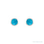 Sapphire Row Natural Cabochon Gemstone Bezel Stud Earrings - Turquoise, Platinum (view 2)