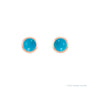 Sapphire Row Natural Cabochon Gemstone Bezel Stud Earrings - Turquoise, 14K Rose Gold (view 2)