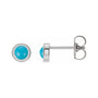 Sapphire Row Natural Cabochon Gemstone Bezel Stud Earrings - Turquoise, Platinum, 4 mm