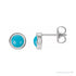 Sapphire Row Natural Cabochon Gemstone Bezel Stud Earrings - Turquoise, Platinum, 5 mm