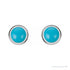 Sapphire Row Natural Cabochon Gemstone Bezel Stud Earrings - Turquoise, Platinum, 5 mm (view 2)