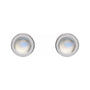 Sapphire Row Natural Cabochon Gemstone Bezel Stud Earrings - Rainbow Moonstone, 14K White Gold, 4 mm (view 2)