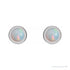 Sapphire Row Natural Cabochon Gemstone Bezel Stud Earrings - White Opal, Platinum, 4 mm (view 2)