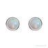 Sapphire Row Natural Cabochon Gemstone Bezel Stud Earrings - White Opal, Platinum, 5 mm (view 2)