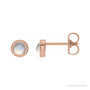 Sapphire Row Natural Cabochon Gemstone Bezel Stud Earrings - Rainbow Moonstone, 14K Rose Gold, 4 mm