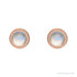 Sapphire Row Natural Cabochon Gemstone Bezel Stud Earrings - Rainbow Moonstone, 14K Rose Gold, 4 mm (view 2)