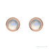 Sapphire Row Natural Cabochon Gemstone Bezel Stud Earrings - Rainbow Moonstone, 14K Rose Gold, 5 mm (view 2)