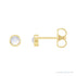Sapphire Row Natural Cabochon Gemstone Bezel Stud Earrings - Rainbow Moonstone, 14K Yellow Gold