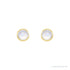 Sapphire Row Natural Cabochon Gemstone Bezel Stud Earrings - Rainbow Moonstone, 14K Yellow Gold (view 2)