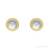 Sapphire Row Natural Cabochon Gemstone Bezel Stud Earrings - Rainbow Moonstone, 14K Yellow Gold, 4 mm (view 2)