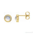 Sapphire Row Natural Cabochon Gemstone Bezel Stud Earrings - Rainbow Moonstone, 14K Yellow Gold, 5 mm