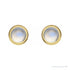 Sapphire Row Natural Cabochon Gemstone Bezel Stud Earrings - Rainbow Moonstone, 14K Yellow Gold, 5 mm (view 2)
