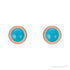 Sapphire Row Natural Cabochon Gemstone Bezel Stud Earrings - Turquoise, 14K Rose Gold, 4 mm (view 2)