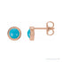 Sapphire Row Natural Cabochon Gemstone Bezel Stud Earrings - Turquoise, 14K Rose Gold, 5 mm