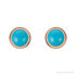 Sapphire Row Natural Cabochon Gemstone Bezel Stud Earrings - Turquoise, 14K Rose Gold, 5 mm (view 2)