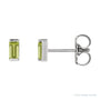 Sapphire Row Natural Gemstone Channel-Set Baguette Stud Earrings - Peridot, Platinum