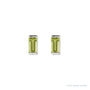 Sapphire Row Natural Gemstone Channel-Set Baguette Stud Earrings - Peridot, Platinum (view 2)
