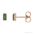 Sapphire Row Natural Gemstone Channel-Set Baguette Stud Earrings - Green Tourmaline, 14K Rose Gold