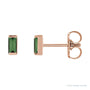 Sapphire Row Natural Gemstone Channel-Set Baguette Stud Earrings - Green Tourmaline, 14K Rose Gold