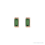 Sapphire Row Natural Gemstone Channel-Set Baguette Stud Earrings - Green Tourmaline, 14K Rose Gold (view 2)
