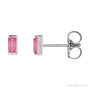 Sapphire Row Natural Gemstone Channel-Set Baguette Stud Earrings - Pink Tourmaline, 14K White Gold