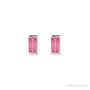 Sapphire Row Natural Gemstone Channel-Set Baguette Stud Earrings - Pink Tourmaline, 14K White Gold (view 2)