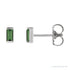Sapphire Row Natural Gemstone Channel-Set Baguette Stud Earrings - Green Tourmaline, Platinum