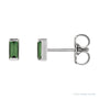 Sapphire Row Natural Gemstone Channel-Set Baguette Stud Earrings - Green Tourmaline, 14K White Gold