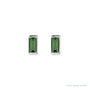 Sapphire Row Natural Gemstone Channel-Set Baguette Stud Earrings - Green Tourmaline, 14K White Gold (view 2)