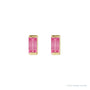Sapphire Row Natural Gemstone Channel-Set Baguette Stud Earrings - Pink Tourmaline, 14K Yellow Gold (view 2)