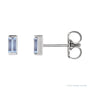 Sapphire Row Natural Gemstone Channel-Set Baguette Stud Earrings - Tanzanite, Platinum