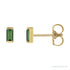 Sapphire Row Natural Gemstone Channel-Set Baguette Stud Earrings - Green Tourmaline, 14K Yellow Gold